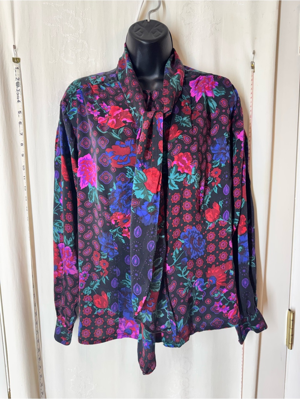 Vintage Jerri Sherman Floral Scarf Blouse